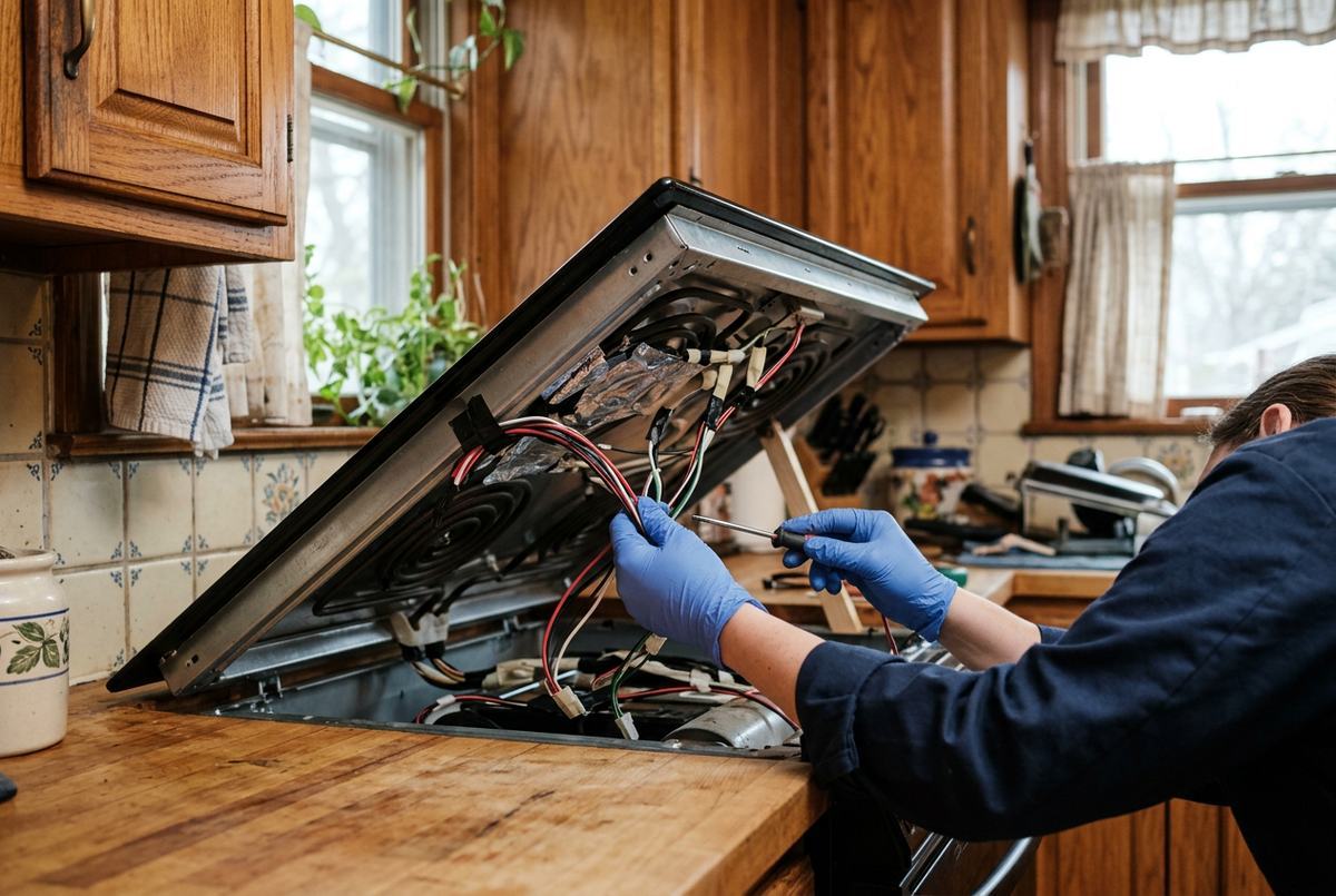 Cooktop Repair technician at work
