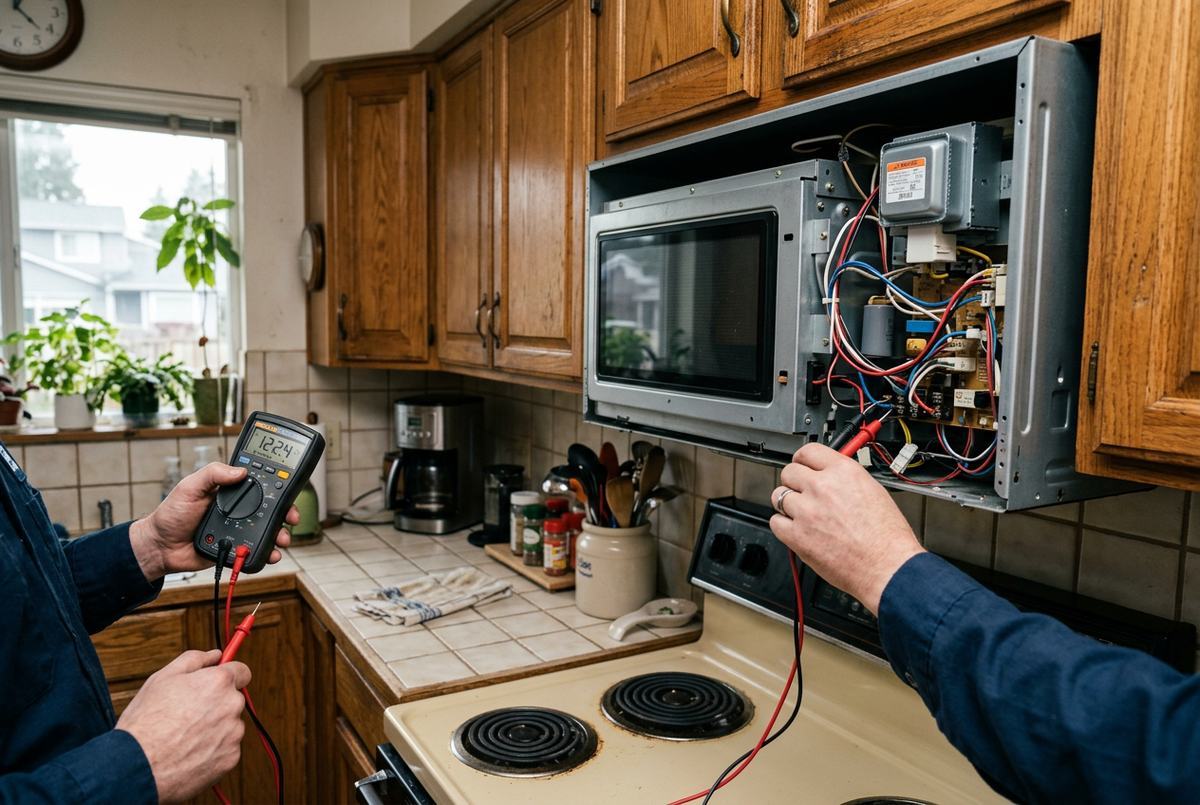 Microwave Repair technician at work