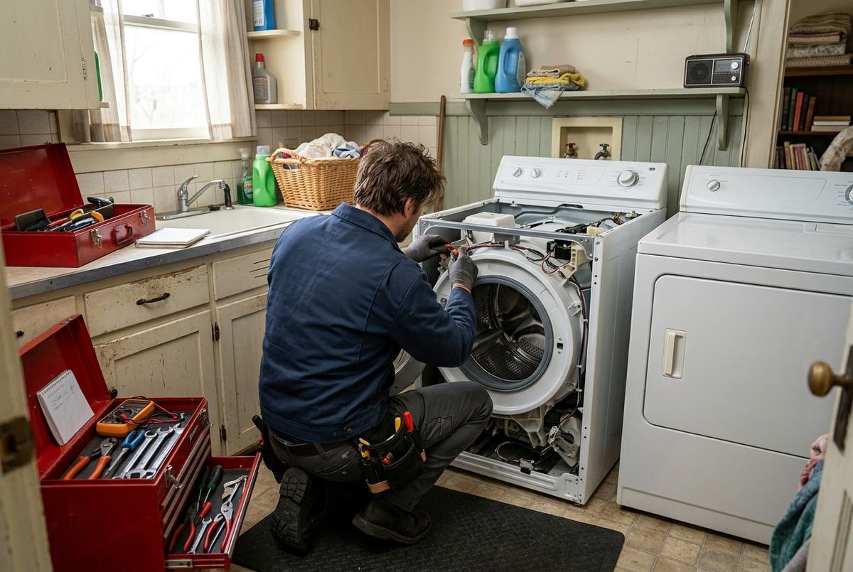 Washer Repair technician at work